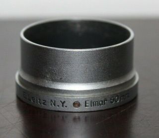 Rare Leica E.  Leitz Ny Chrome Lens Hood Fison Elmar 50mm