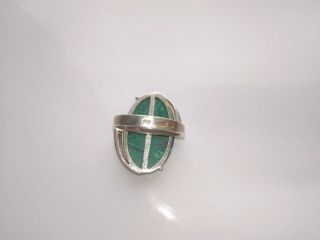 Huge Rare Vintage Ring Malachite Silver 875 USSR Jewelry Soviet Antique Size 8 6