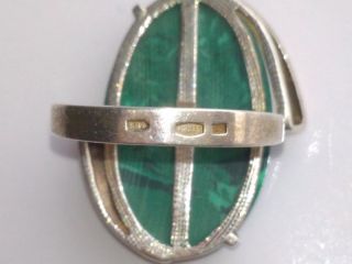 Huge Rare Vintage Ring Malachite Silver 875 USSR Jewelry Soviet Antique Size 8 7