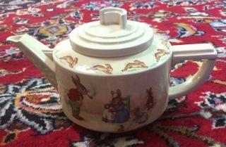 Rare Vintage Bunnykins Teapot & Lid By Royal Doulton Signed Barbara Vernon