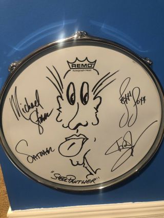 Steel Panther Rare Band Signed Autographed Drumhead Artwork Sketch