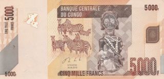 Congo 5000 5.  000 Franc 2013 Without Serial Error Rare Unc