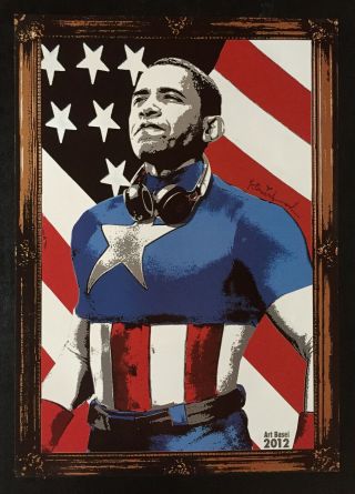 Mr Brainwash Barack Obama Captain America Poster Print Art Basel Rare Banksy