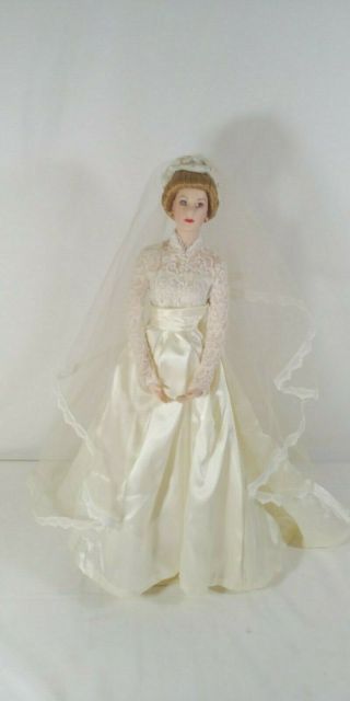 Rare Ccollector Franklin Princess Grace Kelly Wedding Bride Doll Porcelain