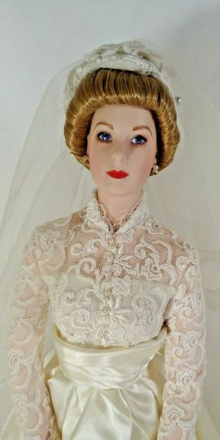 Rare CCollector Franklin Princess Grace Kelly Wedding Bride Doll Porcelain 2