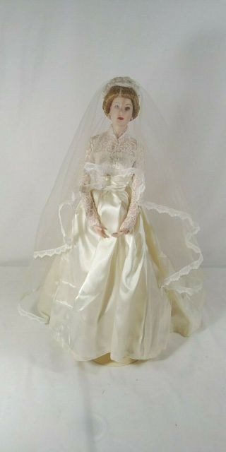 Rare CCollector Franklin Princess Grace Kelly Wedding Bride Doll Porcelain 5