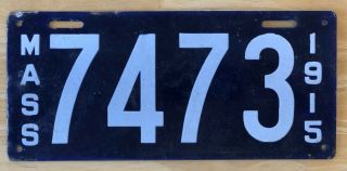 1915 Ma Massachusetts License Porcelain Plate - Rare,  Very Good,  4 - Digit,  No Tu