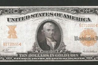 Rare 1907 Seven Digit Serial Number $10 Gold Note