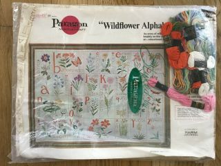 Vintage Paragon Needlecraft " Wildflower Alphabet Sampler " 0955 - Rare