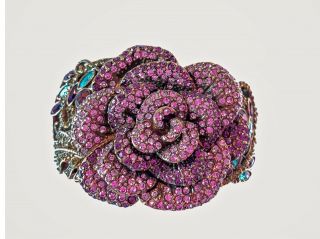 Vintage Heidi Daus Rare Purple Flower & Multi Color Crystal Bracelet