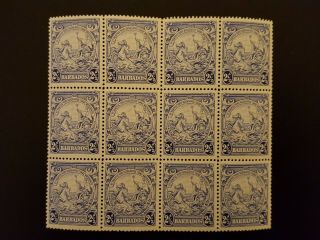 Barbados Stamp 1938 2.  5d Block Of 12,  Mnh,  Rare