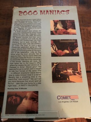 2000 Maniacs Rare Horror Movie Comet Home Video Big Box VHS HG Lewis 3
