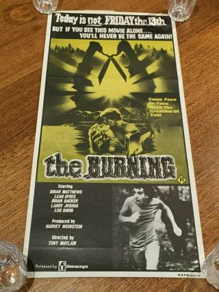 The Burning (horror) Rare Australian Daybill Movie Poster