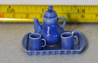 Avon Miniatures Coffee Set Porcelain China Uk Rare 1:12 Retired Blue