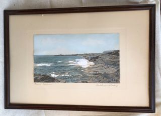 Rare Wallace Nutting Signed Handcolored Print Ocean Eddies Orig Frame