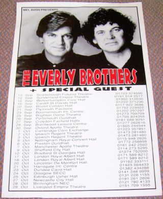 The Everly Brothers Stunning Rare 1994 30 - Date U.  K.  Concert Tour Promo Poster