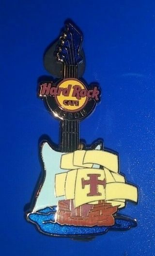 Hrc Hard Rock Cafe Lisbon Pirate Ship Boat Collectible Guitar Pin /le Very Rare