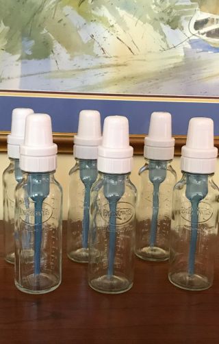 6 Dr Brown’s Rare Glass Bottles 8oz Complete With 1 Sleeve (pink Or Blue)