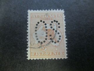 Kangaroo Stamps: 5d Brown Large Perf Os 1st Watermark - Rare (g360)