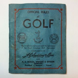 Rare 1940 Official Rules Of Golf Canada Spalding Rcga Book