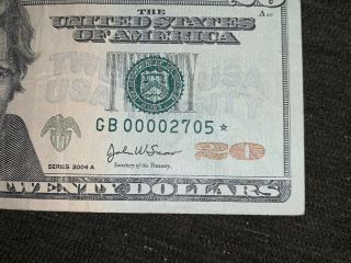 RARE LOW SERIAL NUMBER $20 STAR NOTE PAPER CURRENCY FRESH FIND MAKE OFFER 4