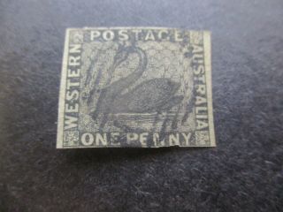 Western Australia Stamps: 1d Black Swan Imperf - Rare (f217)