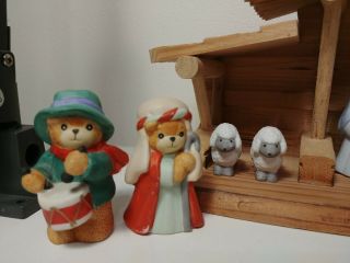 RARE LUCY & ME 1987 ENESCO LUCY RIGG TEDDY BEAR NATIVITY SET w/ manger 10 piece 2