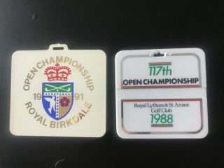 Rare,  Vintage Bag Tags.  1988 And 1991 British Open Championships.