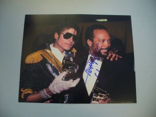 Quincy Jones Very Rare In Person Hand Signed Grammy 10x8 Photograph With 1