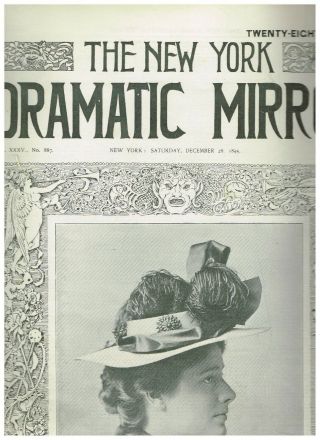 Rare December 28,  1895 York Dramatic Mirror With Julia Marlowe - Taber Cover