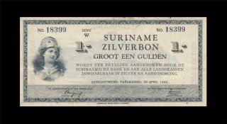 1942 Suriname Netherlands 1 Gulden X - Rare ( (ef))