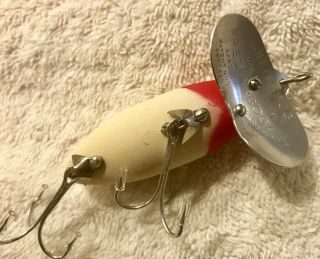 Rare Fishing Lure Fred Arbogast Flocked Jitterbug White w/ Red Head Tackle Box 4