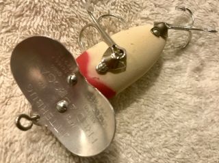 Rare Fishing Lure Fred Arbogast Flocked Jitterbug White w/ Red Head Tackle Box 5