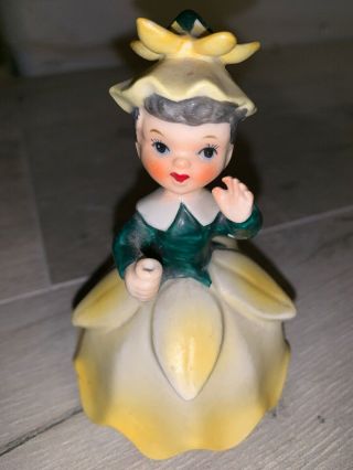 Rare Mid Century 1956 Napco Flower Of The Month Girl Figurine A1949 Yellow