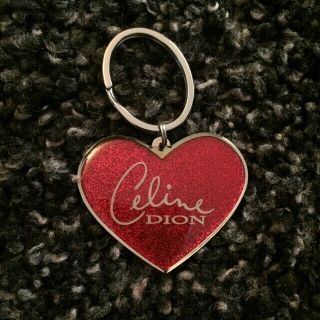Celine Dion " A Day " Red Sparkly Heart Tour Metal Keychain Rare Oop (2007)