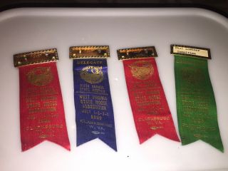 Rare Late 1939 West Virginia Moose Lodge Convention Button & Ribbon Set Of 4