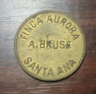 El Salvador Ficha Finca Aurora Café Token 50 Centavos Rare
