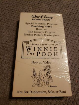 Walt Disney - Winnie The Pooh In - School Teaching Program - Promo Vhs Movie - Rare
