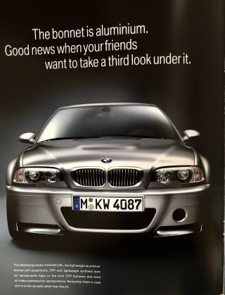 Bmw M3 Csl Coupe E46 2003 Rare Uk Market Sales Brochure 3 - Series Dtm