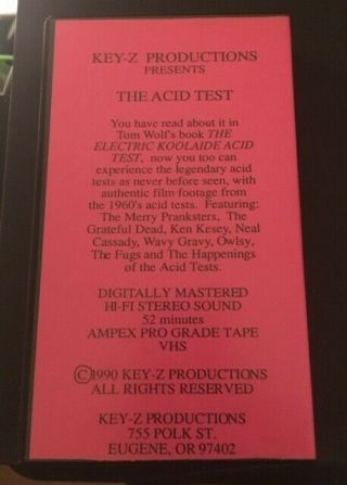 GRATEFUL DEAD (RARE VHS) CAN YOU PASS THE ACID TEST 1st ed 1990 2