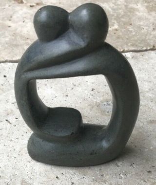 Rare Signed Stone Frog Sculpture By Artist Chery Haiti