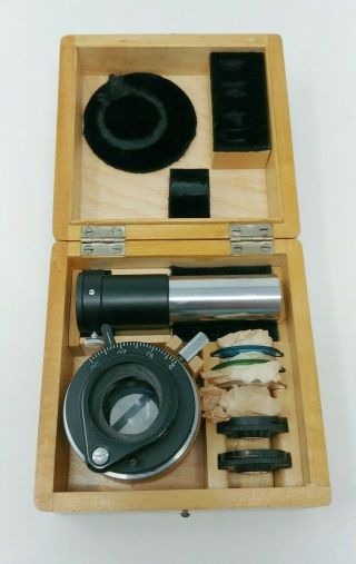 Zeiss Goerz - Mom Hungary Microscope 3d Condenser,  Centering Eyepiece Rare Vintage