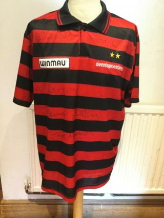Dennis Priestley Rare Signed Shirt Red & Black Size Extra Large