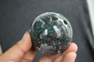 Top 445g Natural Rare Plants Agate Crystal Sphere Ball Healing A94