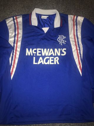 Rangers Retro Home Shirt 1996/97 9 In A Row Long Sleeved Large Rare And Vintage