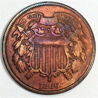 1866 Two Cent Piece Coin Rare Date