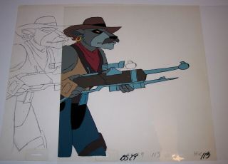 Rare 1980s Bravestarr Animated Cel & Pencil Drawing Dingo