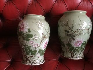 A Rare & Elegant Japanese / Chinese Antiques Oriental Celadon Vases
