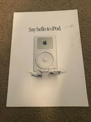 Vintage 2001 Apple Ipod Poster Print Ad Art 1st Ever Promo 2 - Sided Rare