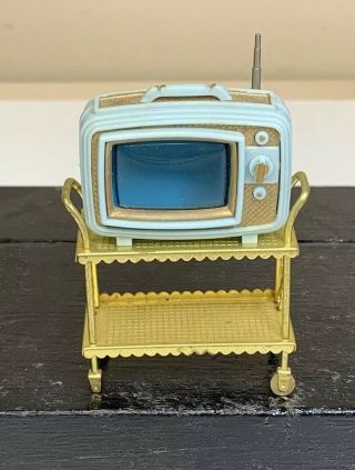 Vintage Dollhouse Furniture Ideal Petite Princess Patti Tv Cart 1964 Rare